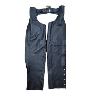 River Road Black Adjustable Leather Motorcycle Chaps Men's XXXL